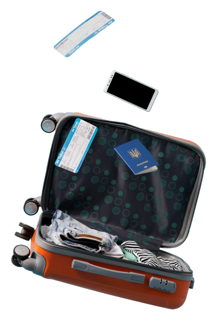 travel concept with open luggage